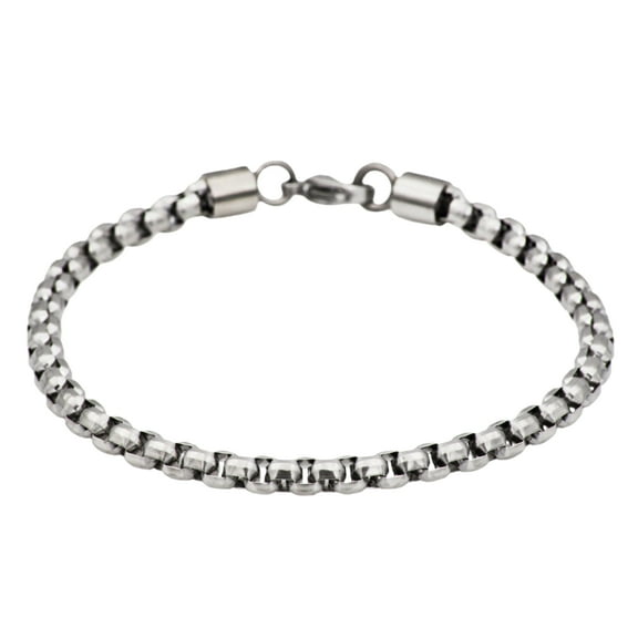 Arista Cubic Zirconia Men's Box Rolo Link Bracelet in Stainless Steel, 8.5"