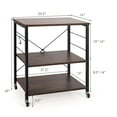 thumbnail image 3 of Costway 3-Tier Kitchen Baker's Rack Microwave Oven Storage Cart w/ Hook Charcoal, 3 of 10