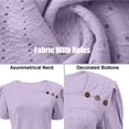 thumbnail image 2 of TaTaai 2026 Summer Women’s Pa Button Tee Irregular Neck Short Sleeve Cropped Blouse Casual Solid Color Fashion Top Cutout Polyester Daily Shirt Gift, 2 of 8