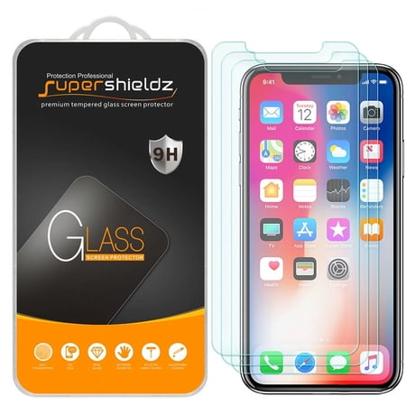 Supershieldz Designed for iPhone 11 Pro / iPhone Xs / iPhone X (5.8 inch) Tempered Glass Screen Protector, Anti Scratch, Bubble Free (3 Pack)