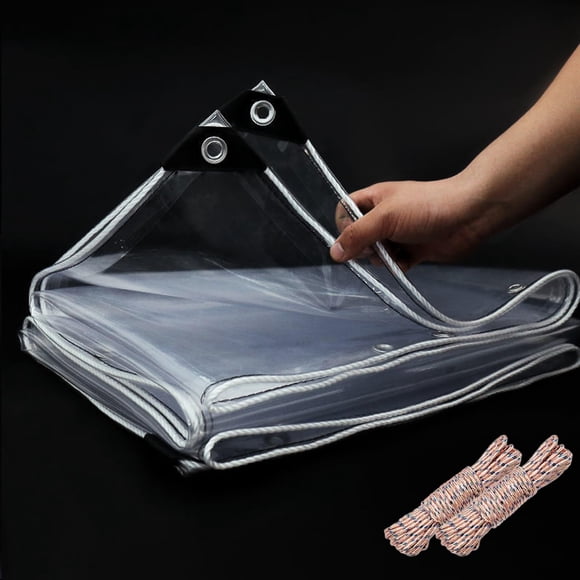 Lona transparente de PVC y vinilo EASTARP de 1,8 m x 2,4 m, 20 mil, muy resistente