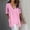 Pink, variant on Jacenvly 2024 new ladies plus size tops tunic Casual Women's Summer Cropped Sleeves Cotton Loose Shirt Blouse soft Solid Ruffle Trim Flouncev neck t shirts summer clothes for women Black
