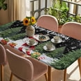 thumbnail image 3 of Black Christmas Table Cloths for 6 Foot Rectangle Tables, Snowman Xmas Tree Snowflake Winter Gifts Patio Waterproof Elastic Fitted Tablecloths, Washable Rectangular Table Cover for Camping, 3 of 8