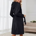 thumbnail image 5 of Arlun Women's Coral Hooded Sleepwear Robes Long Thick Nightgown with Pockets Comfy Soft over the Knee Length Bathrobes Fashion Solid Color Simple Stylish Loungewear Black One Size, 5 of 6