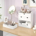 thumbnail image 6 of Bamboo Desk Organizer with Drawers Desktop Storage Drawers for Bills Office Supplies Kitchen Utensils Organizing Tool for Home Classroom Organization No Assembly (White), 6 of 13