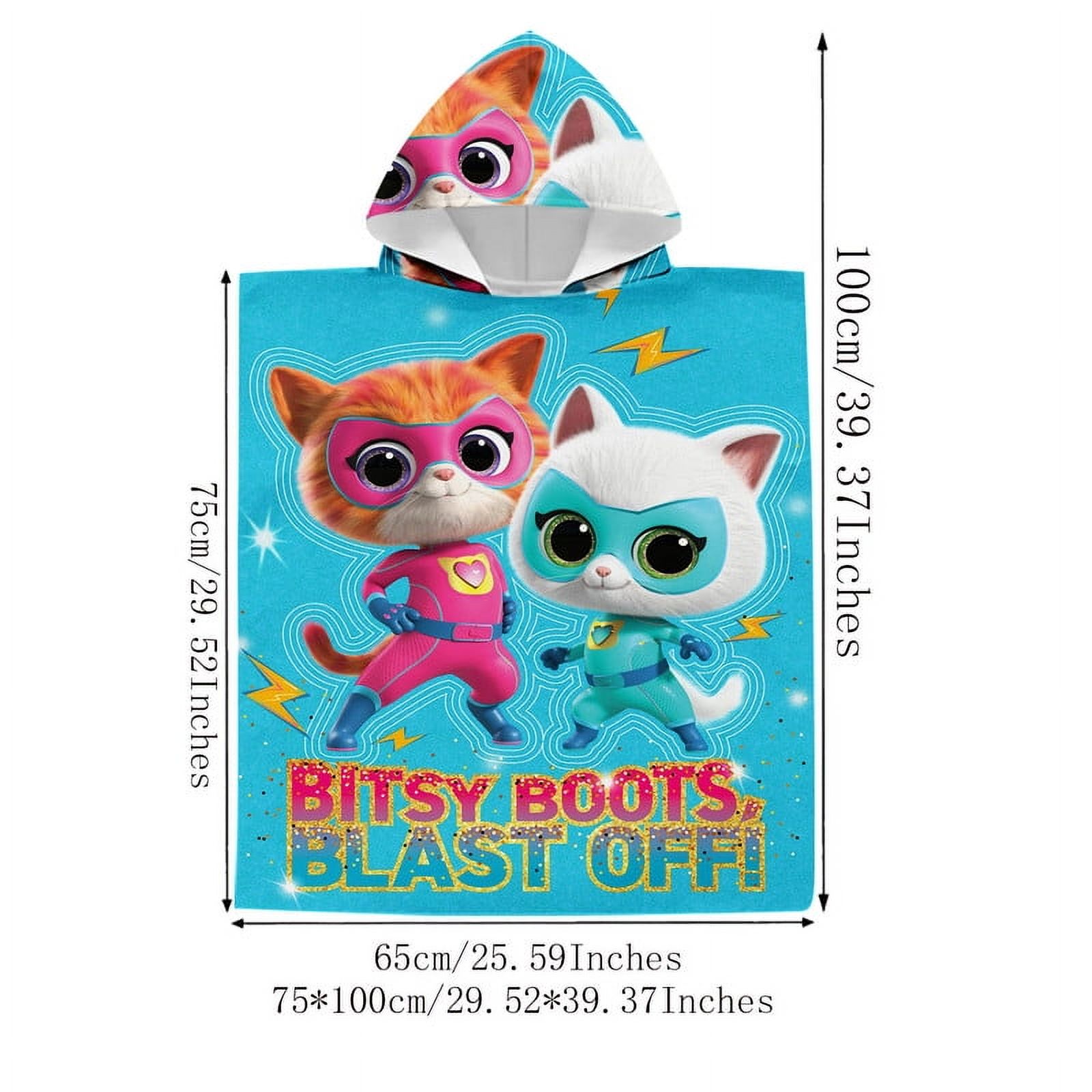 Super Kitties Hooded Poncho Towels, Soft & Absorbent Microfiber Beach Towel, Swimming Pool Changing Robe Bathrobe Bath Towel