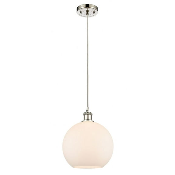 516-1P-PN-G121-10 Innovations Lighting Athens - 1 Light Cord Hung Mini Pendant In Industrial Style-13 Inches Tall and 10 Inches Wide-Polished Nickel