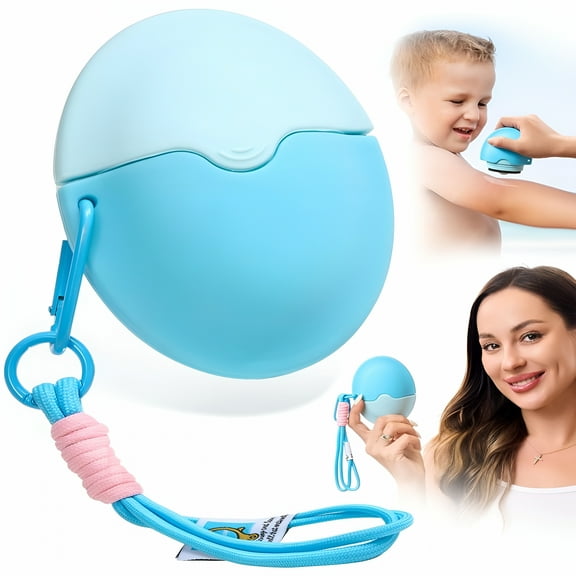 ACDANC Sunscreen Applicator for Kids, Adults & Families - BPA Free & Refillable, Travel & Outdoor Sunblock Buddy Brush Set with Protective Caps, Sun Lotion Applicator Sun Cream Brush (Blue)