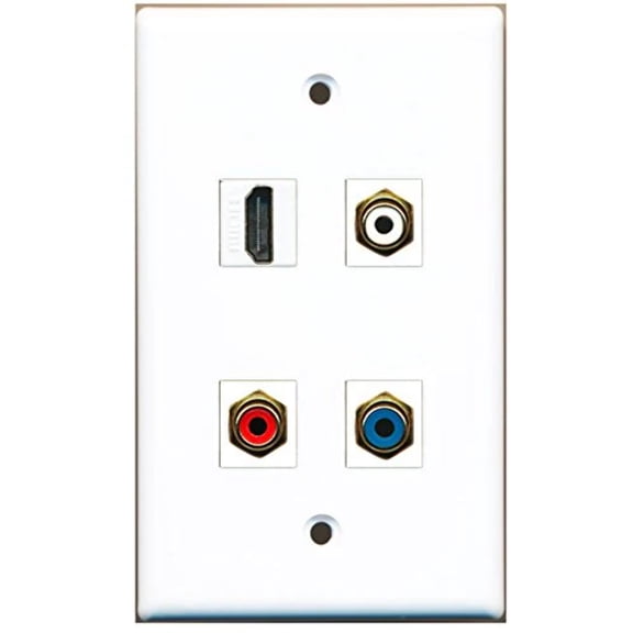 RiteAV - 1 Port HDMI 1 Port RCA Red 1 Port RCA White 1 Port RCA Blue Wall Plate
