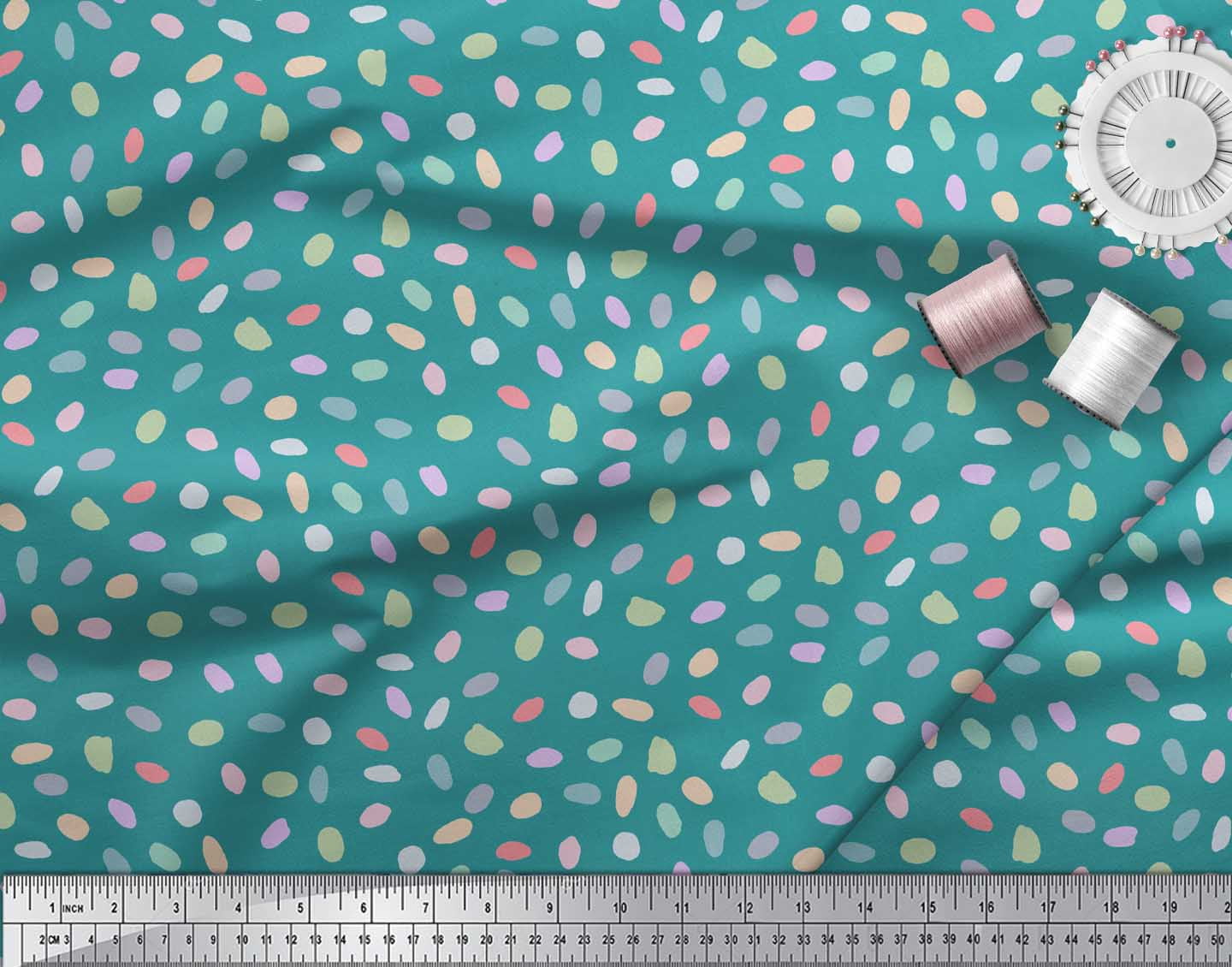 Soimoi Green Cotton Poplin Fabric Brush Stroke Abstract Printed Craft Fabric by the Yard 56 Inch Wide