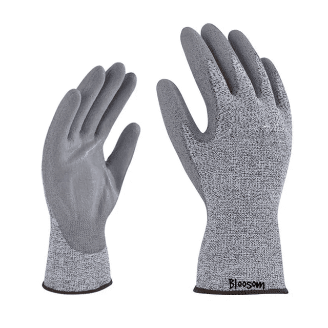 Guantes Anticorte Bloosom Nivel 5 Industrial Trabajo Rudo Resistente Chica Gris