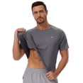 thumbnail image 5 of Muvtei Mens Sun Protection UPF 50+ Moisture Wicking Short Sleeve Shirts Workout Rash Guard Swim Shirts Running Athletic Gym Surf Hiking Dark Grey-L, 5 of 11