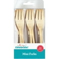 Way to Celebrate Disposable Plastic Mini Forks, Party, Gold, 24 Ct
