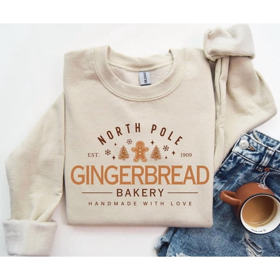 Simple Fit Gingerbread , Gingerbread Bakery Sweater, For Women, Cookie Crewneck, Trendy Gingerbread Sweater All Size S-5XL