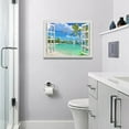 thumbnail image 6 of Tropical Palm Beach Wall Art Coastal Ocean Bathroom Pictures Wall Decor Seagull Dolphin Sailboat 3d Window Canvas Prints Framed Modern Seascape Painting Artwork for Living Room Hotel Office 16"x12", 6 of 6