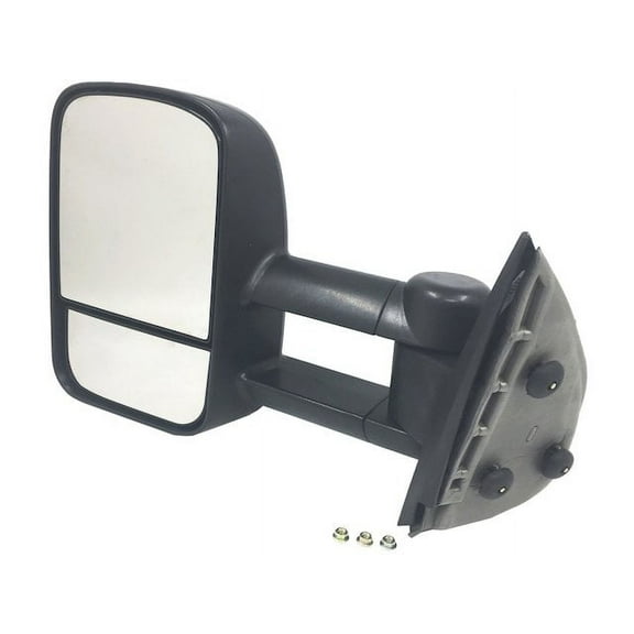 Left Driver Side Manual Mirror - Manual Telescoping - Trailer Towing - Black Textured - Compatible with 2007 - 2014 GMC Sierra 2500 HD 2008 2009 2010 2011 2012 2013