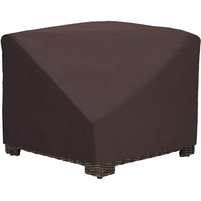 Waterproof & Weather Resistant Patio Furniture Covers Outdoor Ottoman Cover 12 Oz Round Ottoman Cover Heavy Duty Fabric with Drawstring for Snug fit 24 Dia x 18 H, Beige