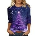 thumbnail image 2 of Elvqul Womens Shirts Casual Tops Christmas Crewneck Printed Plus Size Shirts for Juniors 3/4 Sleeve, 2 of 5