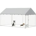 thumbnail image 1 of PawHut Outdoor Dog Run w/ Adjustable & Rotatable Bowls 13.1' x 7.5' x 7.5', 1 of 10