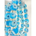 thumbnail image 3 of Evil Eye Stretch Bracelet Turkish Glass Bead Good Luck Gift Protection Charm Rondelle Crystal Spacer Light Blue, 3 of 4