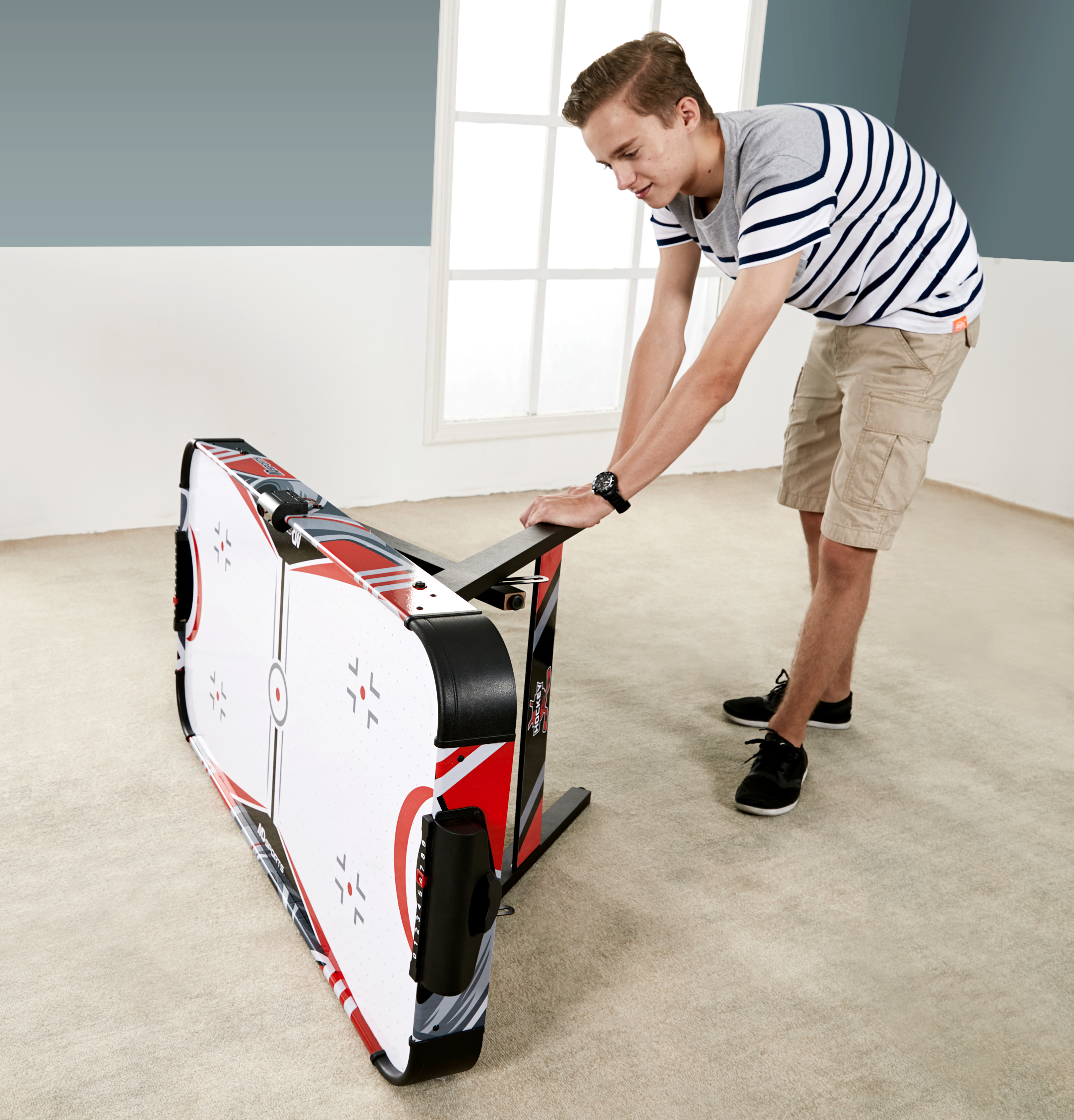 MD Sports Easy Assembly 48" Air Powered Hockey Table, Compact Storage/Foldable Legs, Red/Black - image 2 of 13
