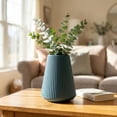 thumbnail image 3 of REGALWOVEN Acrylic Wide Mouth Conic Flower Vase Tall Clear Plastic Trumpet Vase, Unbreakable Large Centerpiece Wedding Party Blue 6.5"L x 6.5"W x 7.9"H, 3 of 5