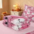 thumbnail image 5 of Homewish Cute Ghost Pumpkin Zipper Full Size Comforter Sets with Fitted Sheet and 2 Pillowcases for Girls, Halloween Spider Bow Zipper Bedding Set, Soft Pink, Pink Reversible, 5 of 7