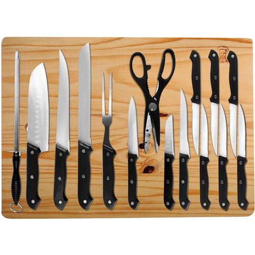 Imperial Home 16 Piece Stainless Steel Knife Set with Cutting Board