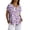 Purple, variant on Vintage Floral V-Neck Tunic Tops for Women - Short Sleeve Button Detail Casual Blouse, Loose Fit Cotton-Linen Look Pullover Shirt for Summer & Vacation Green XXL