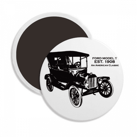 

Black Classic Cars Mechanical Pattern Round Ceracs Fridge Magnet Keepsake Decoration