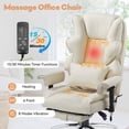thumbnail image 5 of Massage & Heated Office Chair with Foot Rest, Ergonomic Executive Office Chair with Reclining Backrest, Adjustable Arms and Lumbar Support, High Back Leather Desk Chairs for Home Office, Beige, 5 of 6