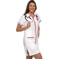 thumbnail image 3 of Women's Slim Fit Nurse Scrubs Dress One Piece - Plush Medical Costume Jumpsuit by FUNZIEZ! (White, Small), 3 of 7