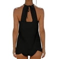 thumbnail image 3 of Maqroz Two Piece Swimsuit for Women Halter Top and Shorts Casual Loose Solid Bathing Suit Trendy Summer Modest Beachwear, 3 of 3