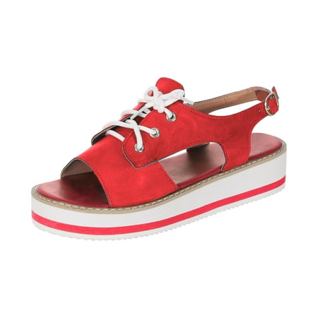

Wmkox8yii Summer Ladies Women Thick Soled Shoes Fish Mouth Casual Lace Up Sandals