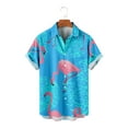thumbnail image 3 of Animals Flamingo Men's Striped Short Sleeve Regular Fit Poplin Button Down Shirts, 3 of 4