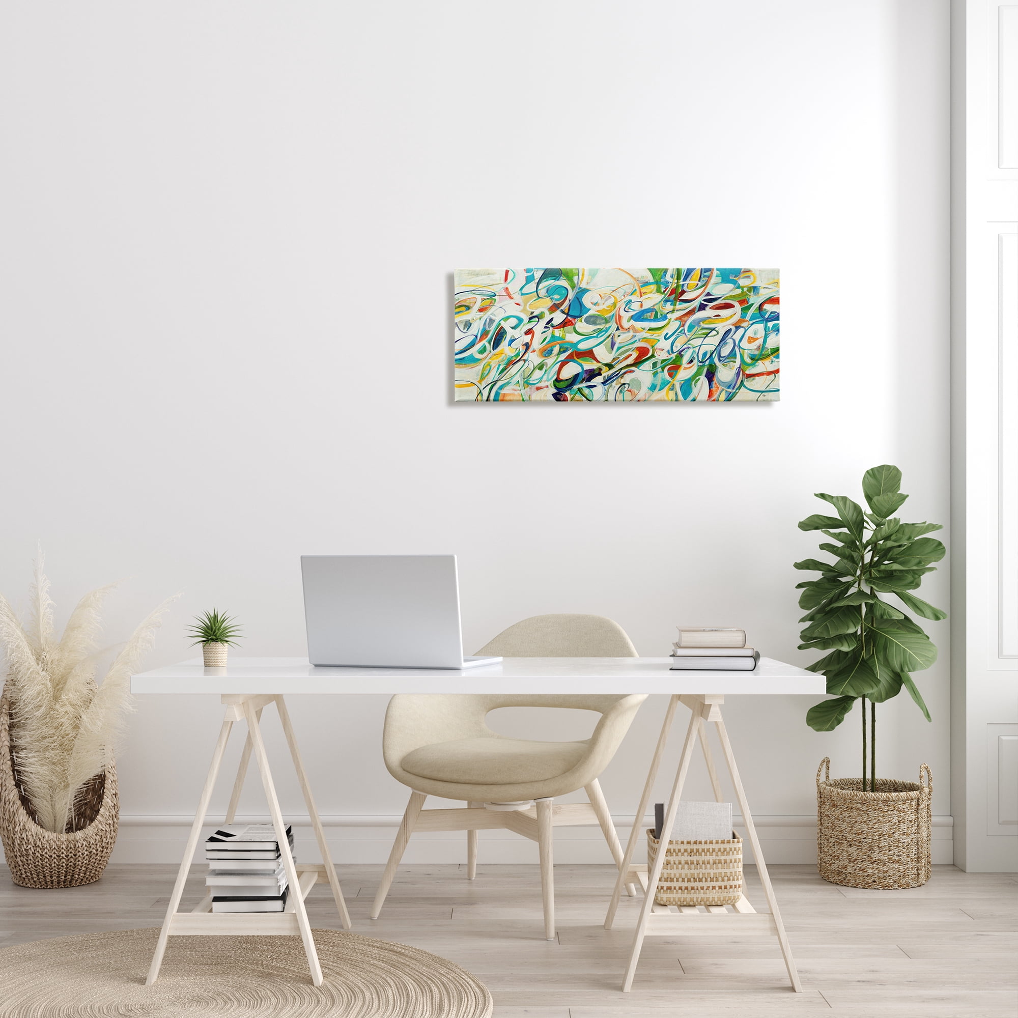 Stupell Industries Abstract Complexity Energetic Blue Green White Curved Lines, 13 x 30, Designed by Lisa Ridgers