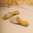 thumbnail image 6 of Lovskoo Womens Lace Square Toe Block Heel Sandals Fairy Style Slip On Summer Casual Mid Chunky Heel Dressy Slides, 6 of 9