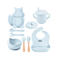 thumbnail image 1 of Set Plato Vaso Bowl Babero Para Comida Bebé De Silicona 8pc Belug Azul, 1 of 5