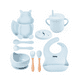 thumbnail image 1 of Set Plato Vaso Bowl Babero Para Comida Bebé De Silicona 8pc Belug Azul, 1 of 5