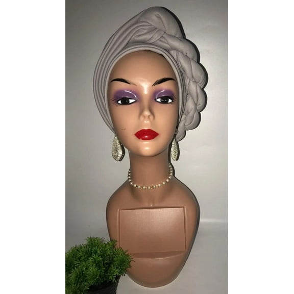 Myral Classy Head Wrap for Queens, Turban with Twist - Grey