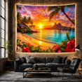 thumbnail image 6 of Tropical Sunset Beach With Palm Trees, Romantic Coastal Style for Beach Lovers, Coastal Wall Art, Housewarming Gift, Tapestry Wall Hanging for Bedroom and Living Room, 6 of 7