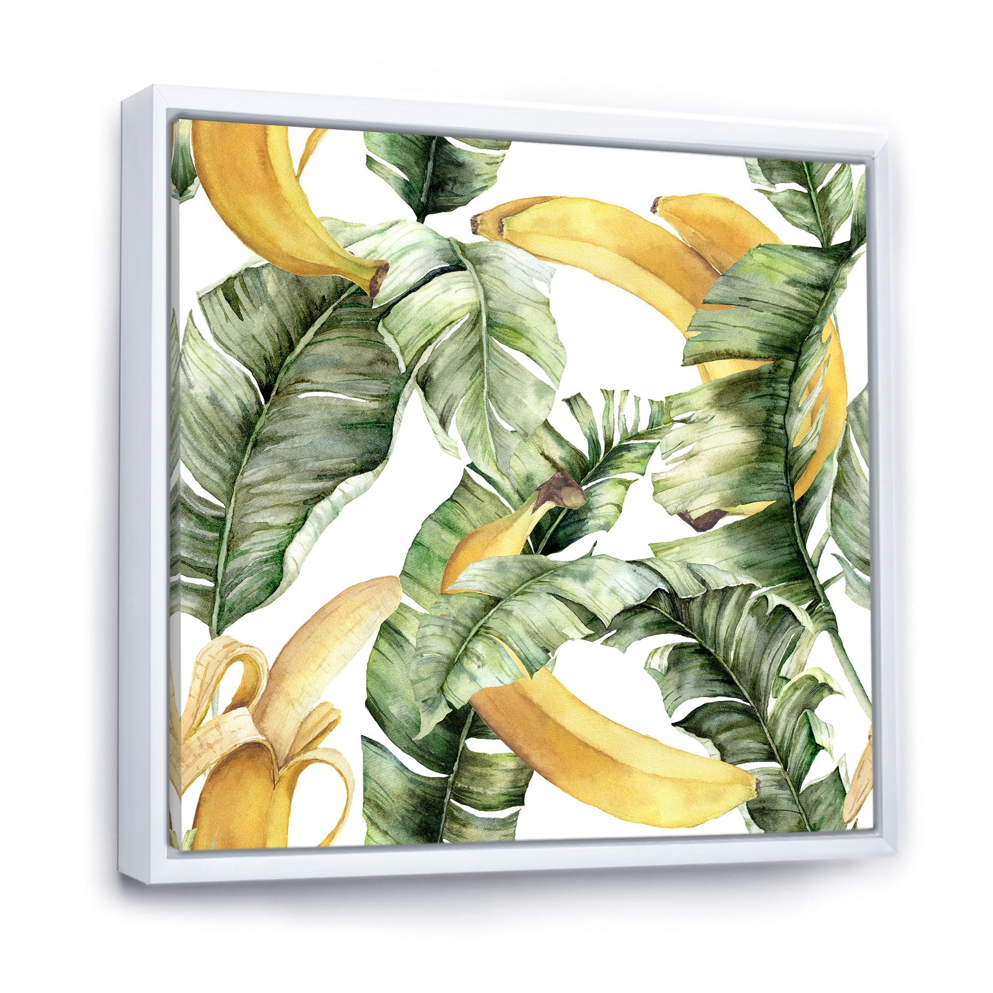 Designart 'Leaves With Ripe Bananas' Nautical & Coastal Framed Canvas Wall Art Print