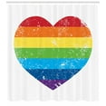 thumbnail image 3 of Vintage Rainbow Shower Curtain, Heart Shape with LGBT Flag Design Gay Pride Themed Image with Retro Effect, Fabric Bathroom Set with Hooks, 69W X 84L Inches Extra Long, Multicolor, by Ambesonne, 3 of 3