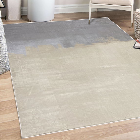 Abstract Decorative Rug, Grunge Street Style Painting Brush Print Ombre Design Illustration, Quality Carpet for Bedroom Dorm and Living Room, 6 Sizes, Grey Yellow, by Ambesonne