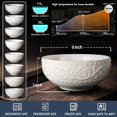 thumbnail image 3 of Ceramic cereal bowl, embossed soup bowl set, white salad bowl – suitable for use in the kitchen, for dinners, breakfasts, oatmeal, rice, pasta. Dishwasher-safe, microwave-safe., 3 of 8