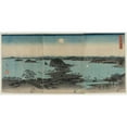 thumbnail image 2 of Andō Hiroshige 18x11 Black Ornate Wood Framed Double Matted Museum Art Print Titled - Eight Views of Kanazawa at Night (1857), 2 of 5