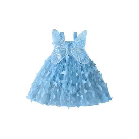 

TFFR Baby Girls Tutu Romper Sleeveless Pleated Butterfly Tulle A-line Jumpsuits