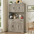thumbnail image 5 of Homfa 71" Kitchen Pantry with Charging Station, Freestanding Cupboard with Adjustable Shelves, Floor Cabinet for Dining Room, Wash Gray, 5 of 8
