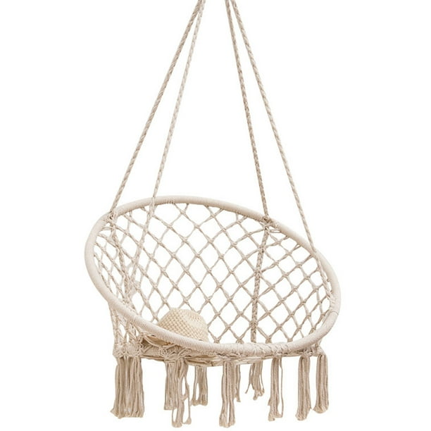 Hanging Outdoor Swing Chair Macrame Cotton Hammock Off White Com Hanging Outdoor Swing Chair Macrame, Off White Macrame Hammock Chair