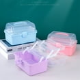 thumbnail image 2 of HLONK Tackle Box Large 3 Layers Plastic Portable Storage Box Fishing Pink Tackle Box Organizer Art Craft Tool Box, 2 of 8